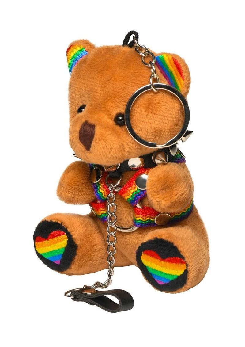 Master Series Pride Bear Keychain - Tan/Rainbow