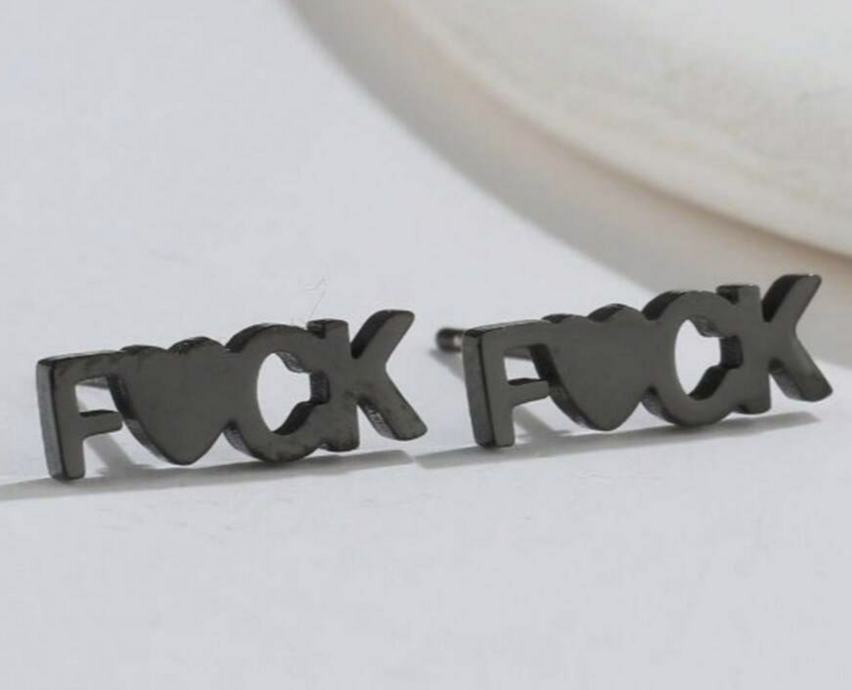 Fuck with Heart Stud Earrings