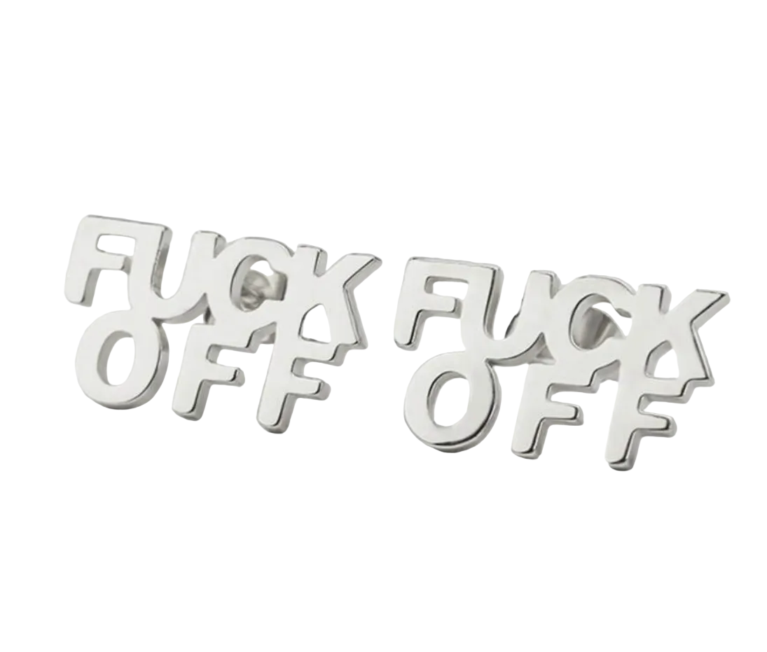 F Off Stud Earrings