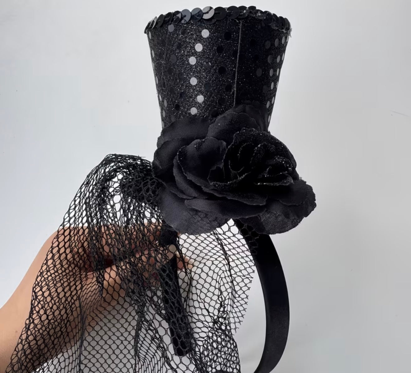 Black Sequin Top Headband