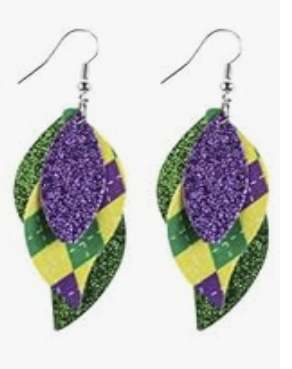 Mardi Gras Dangle Earrings