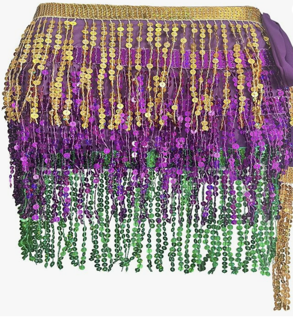 Mardi Gras Sequin Tassel Skirt Women's Belly Dance Hip Scarf Skirts