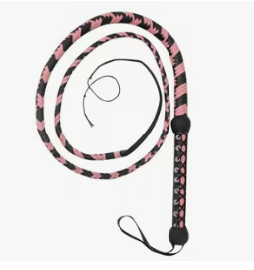 6 Foot Pink and Black Leather Whip