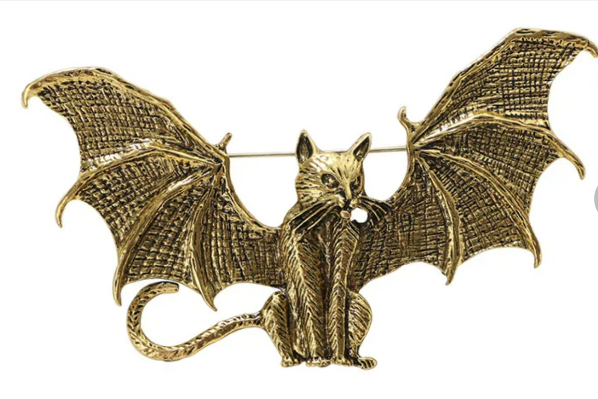 Gothic Bat Wing Cat Brooch