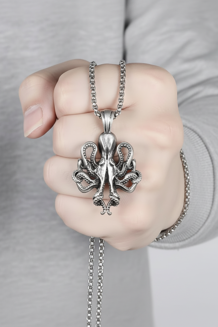 Octopus Necklace Silver