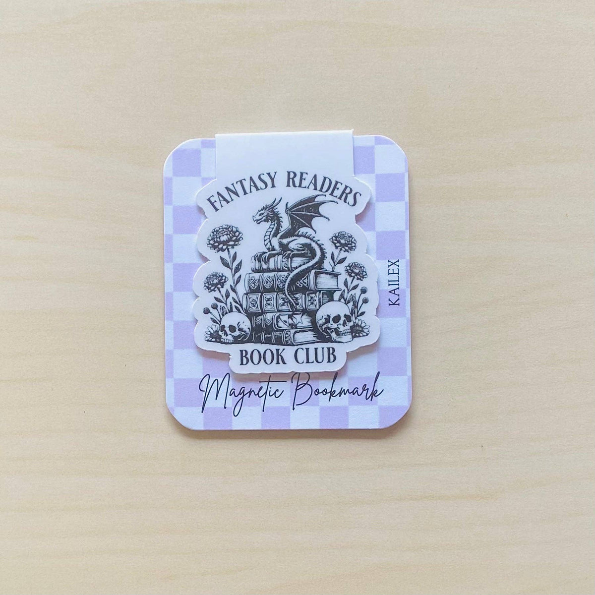 Fantasy Readers book club with dragon sitting on books Magnetic Bookmark