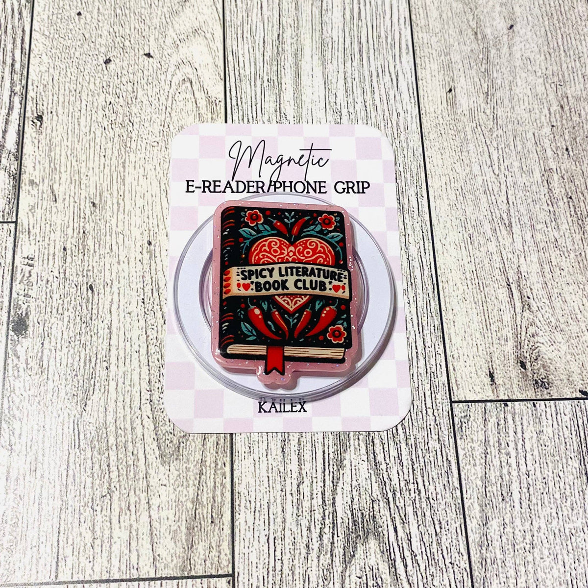 Spicy Literature Book Club E-Reader, Phone Grip for all Devices Magnetic Grip