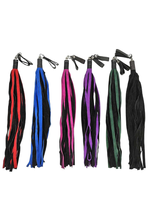 Suede Leather Floggers W/Fingerloops: Black / Wide: 1"