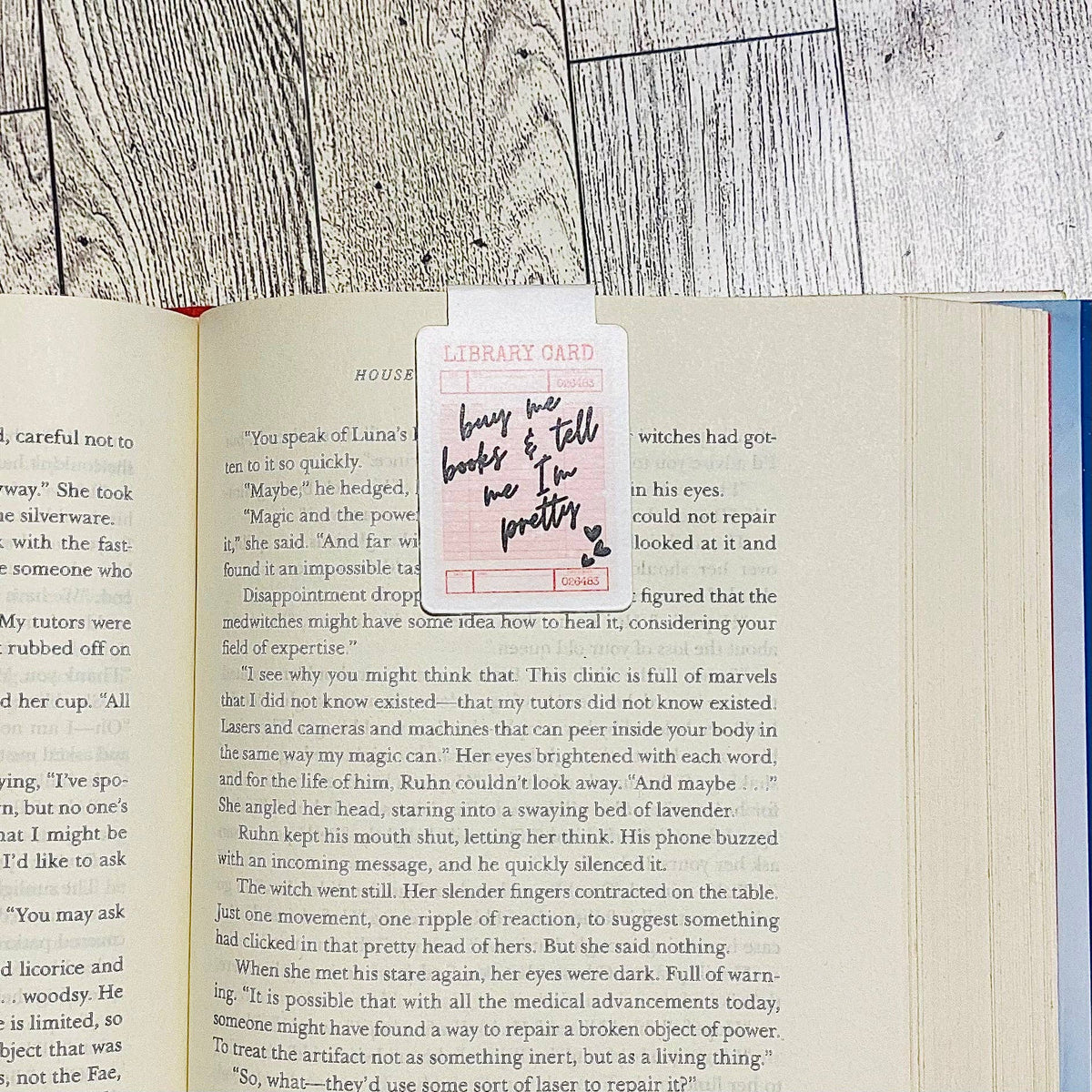 Buy me books and tell me I'm pretty pink library card Magnetic Bookmark