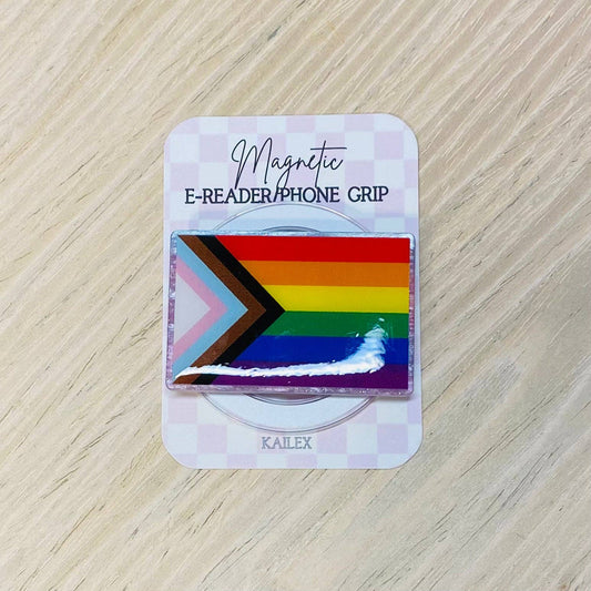 PRIDE colorful flag Adhesive/Magnetic E-Reader/Phone Grip: Magnetic