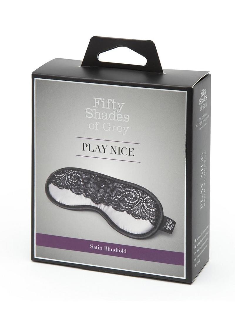 Fifty Shades of Grey Play Nice Satin & Lace Blindfold - Silver/Black