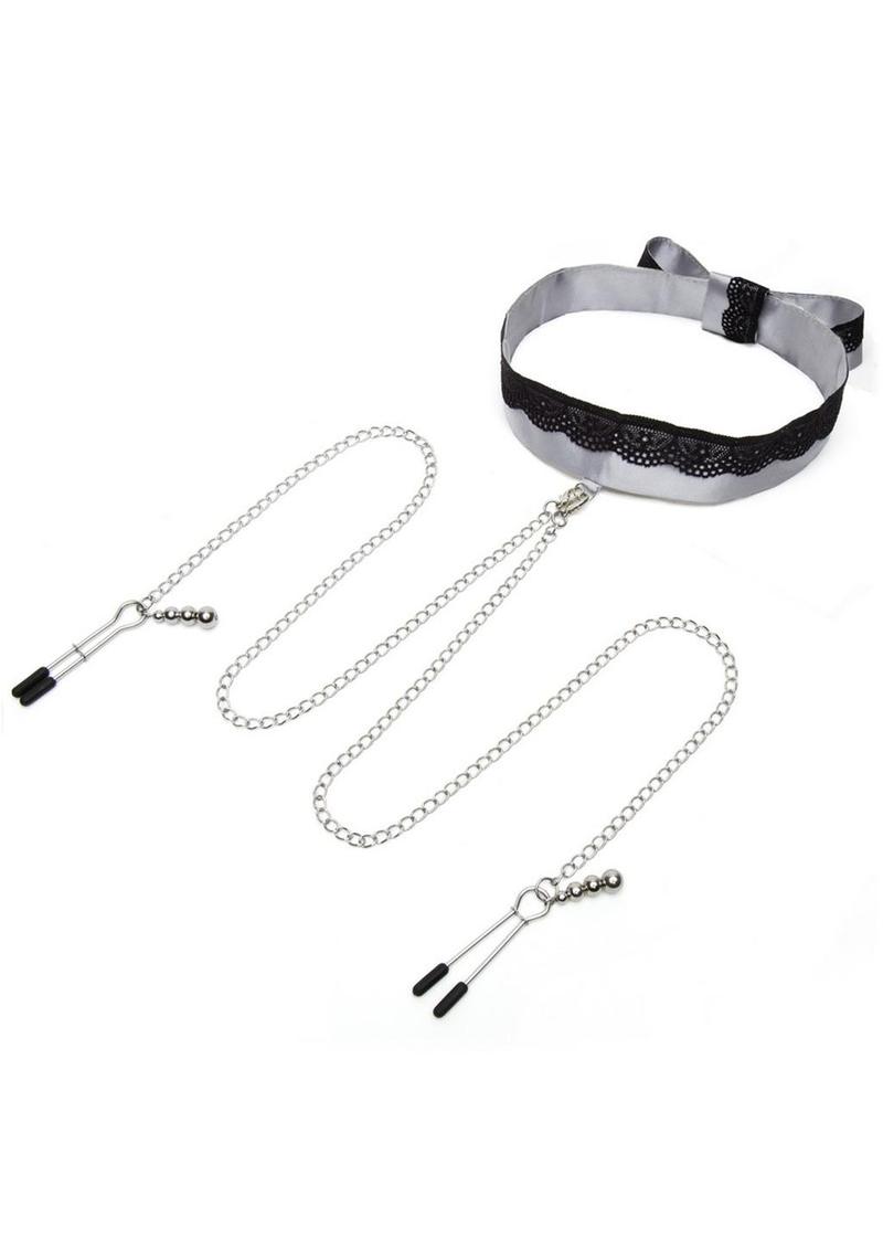 Fifty Shades of Grey Play Nice Satin & Lace Collar & Nipple Clamps