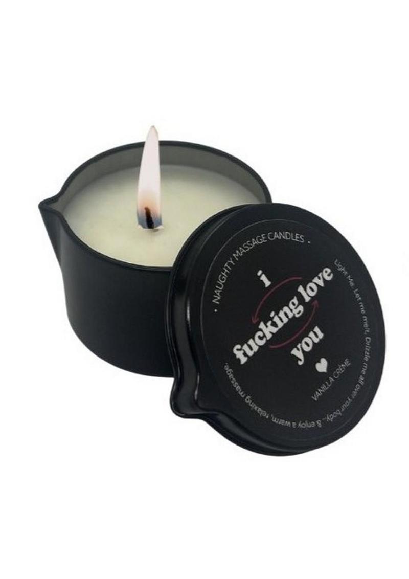 Kama Sutra Naughty Note "I F*CKING LOVE YOU" 2oz Massage Candle with Pour Spout Tin