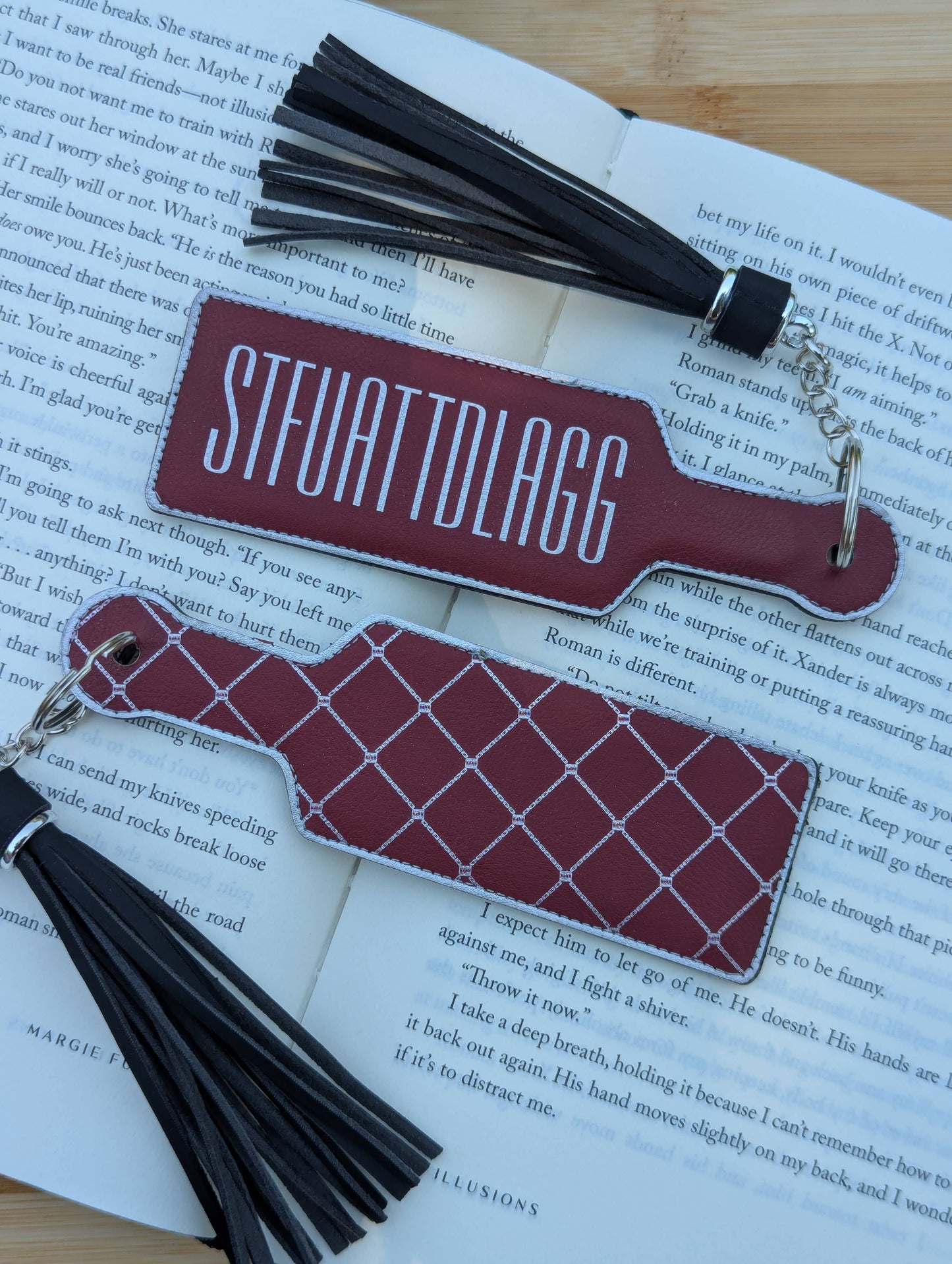 Bookish STFUATTDLAGG Paddle Faux Leather Bookmark & Keychain: Black/Gold