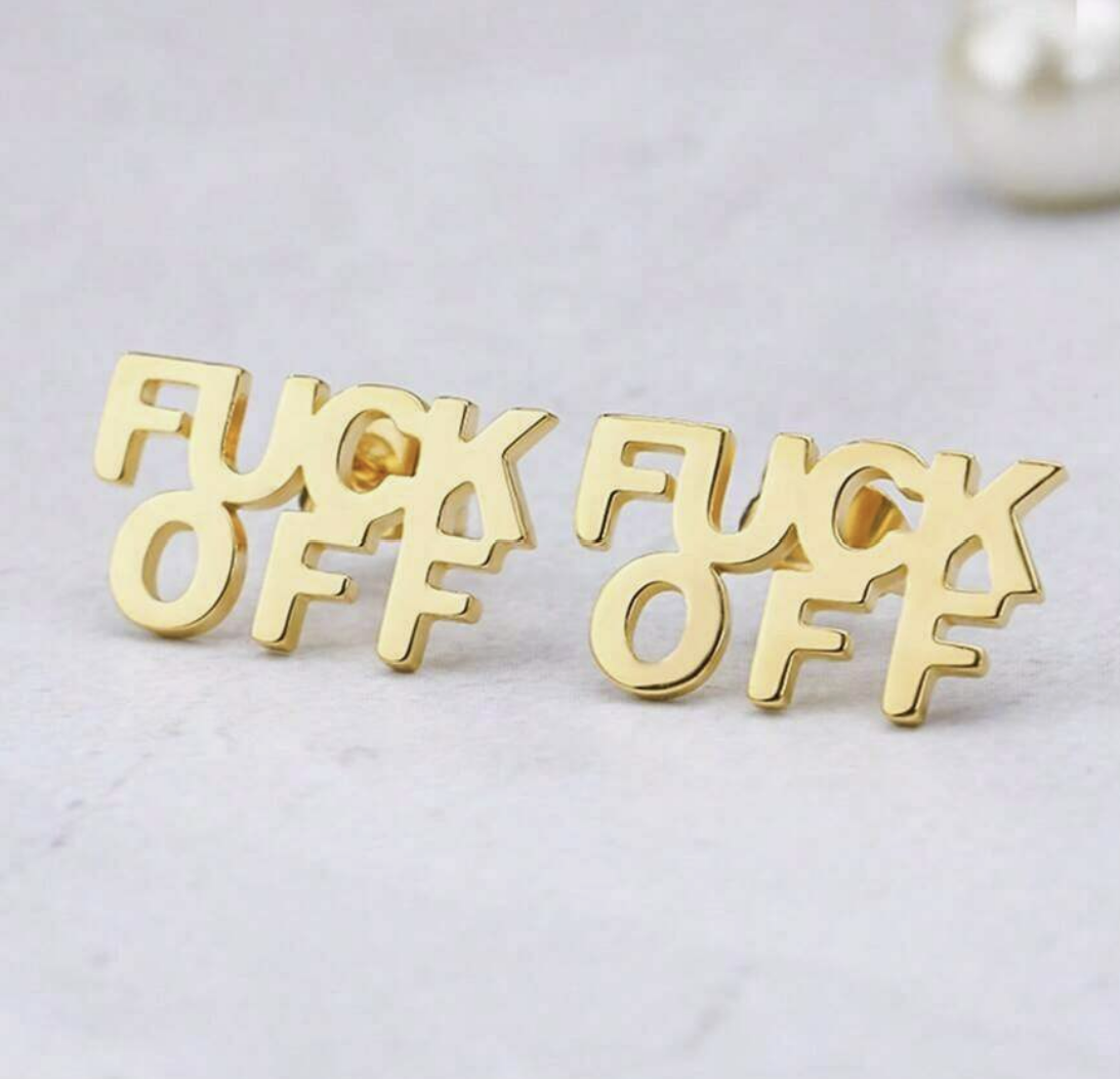 F Off Stud Earrings