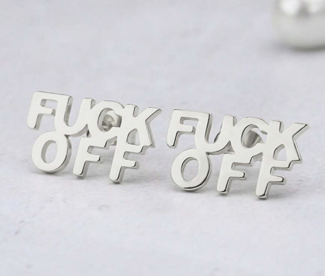 F Off Stud Earrings
