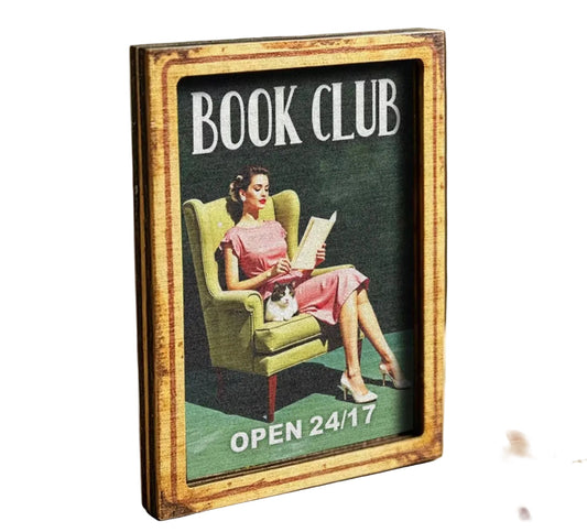 "Book Club" Wood Framed Magnet