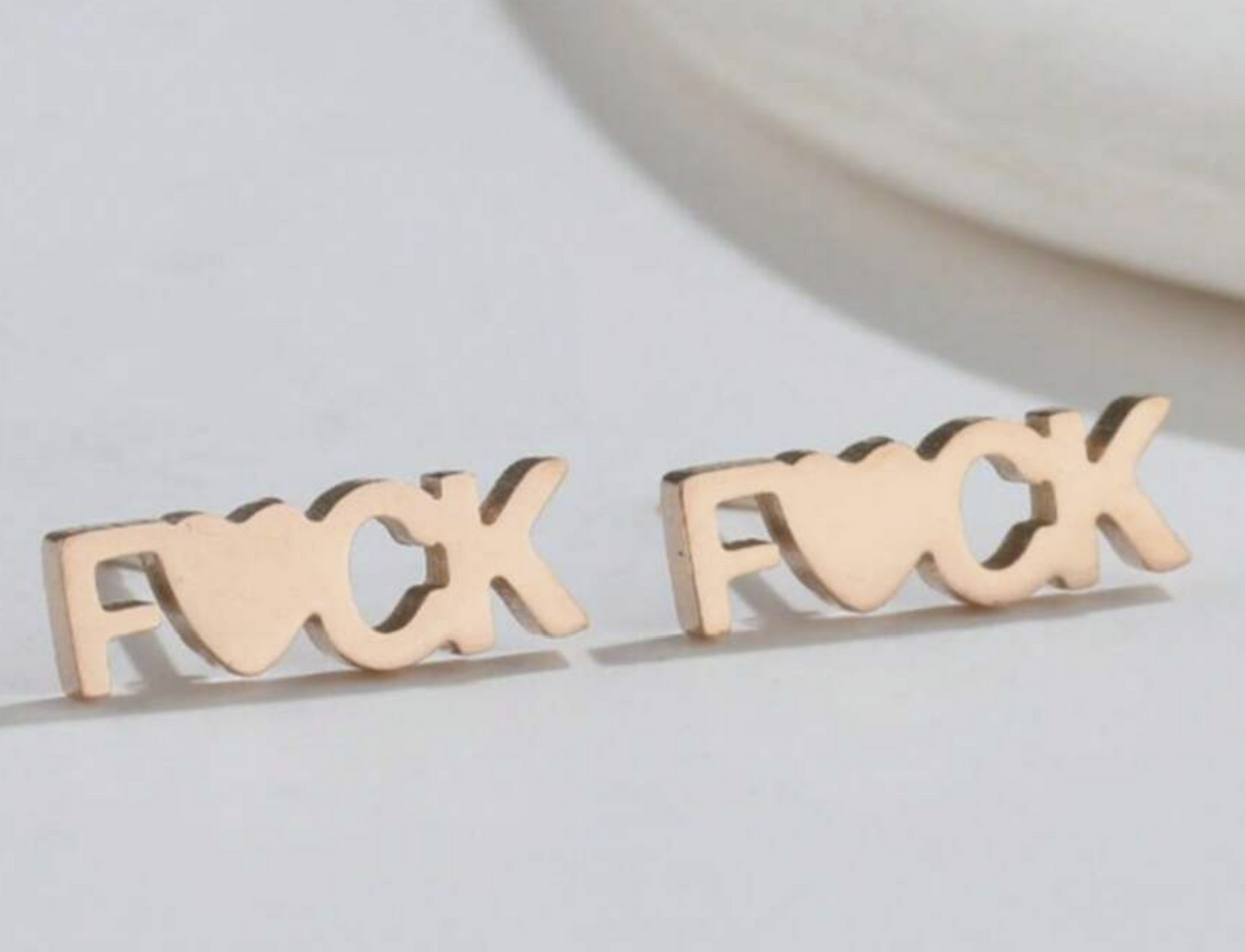 Fuck with Heart Stud Earrings