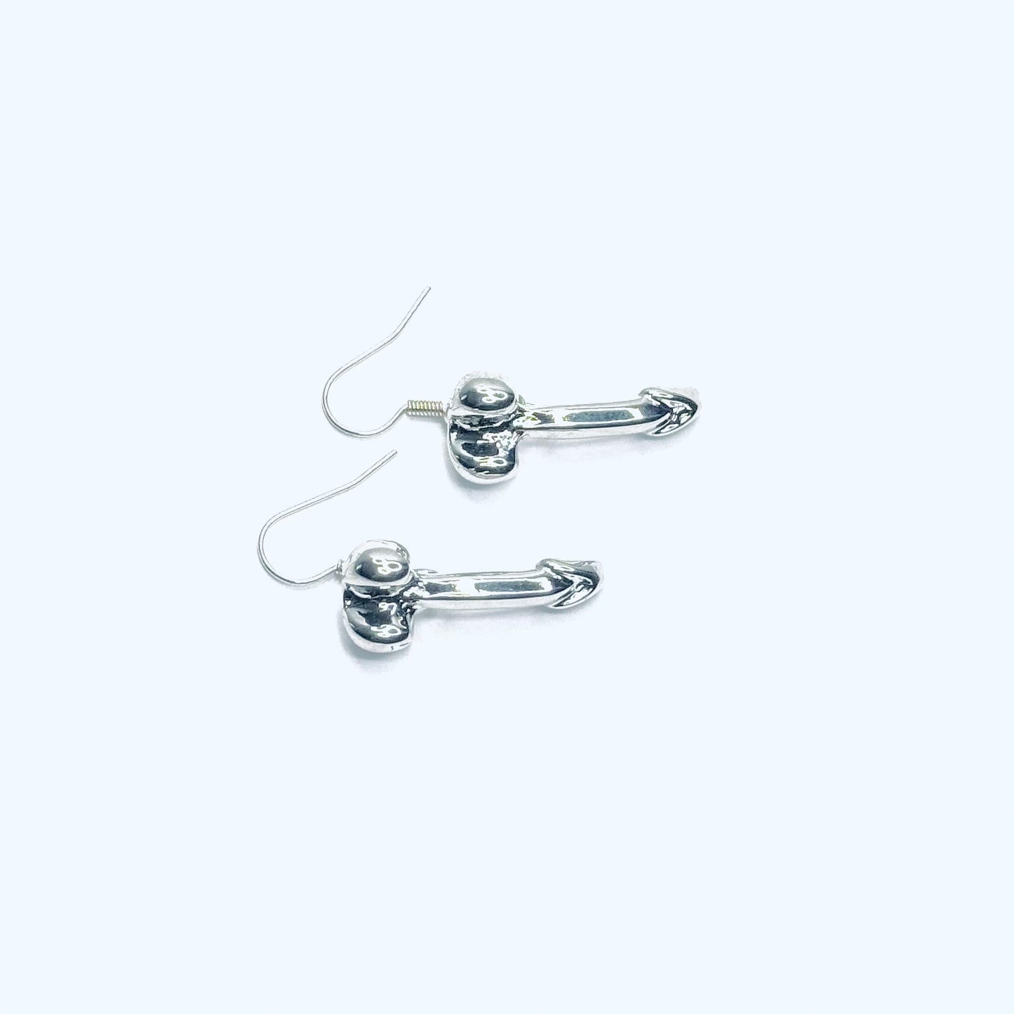 Large Penis Earrings - Silver