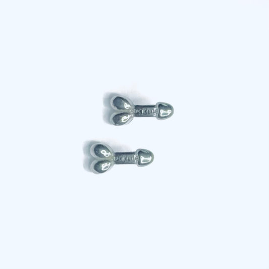 Tiny Penis Earrings - Silver
