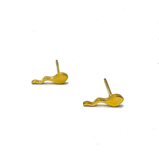 Tiny Sperm Earrings - Gold