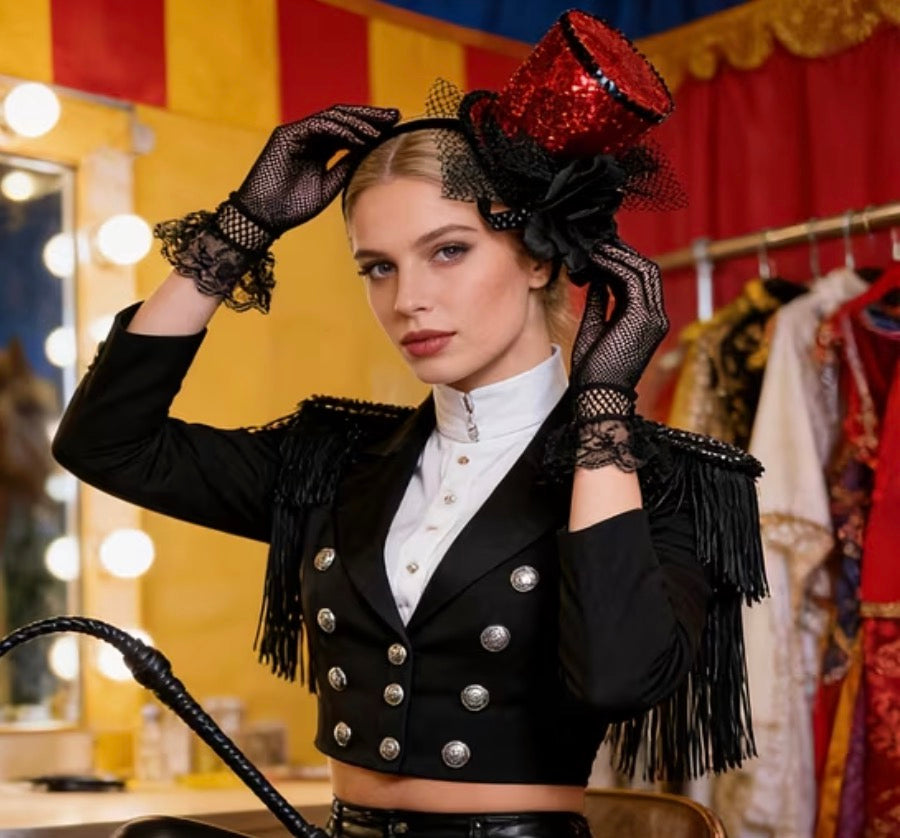 Red Top Hat Headband and Gloves