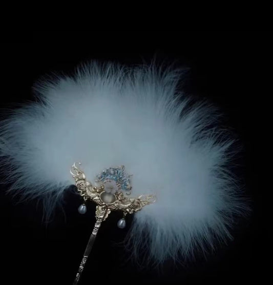 White Feather Hand Fan - Bordello