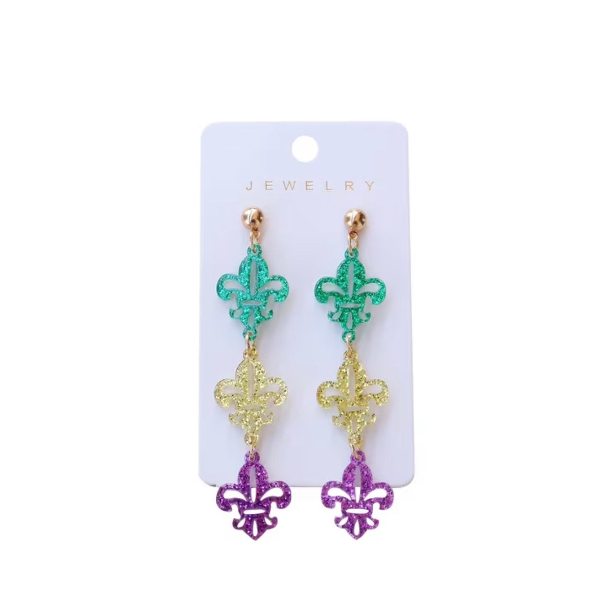 Mardi Gras Dangle Earrings