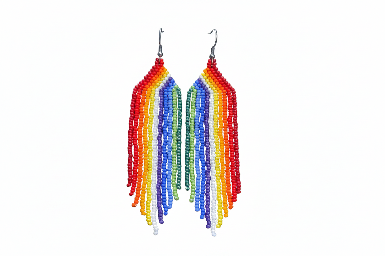 Rainbow Beaded Dangle Earrings