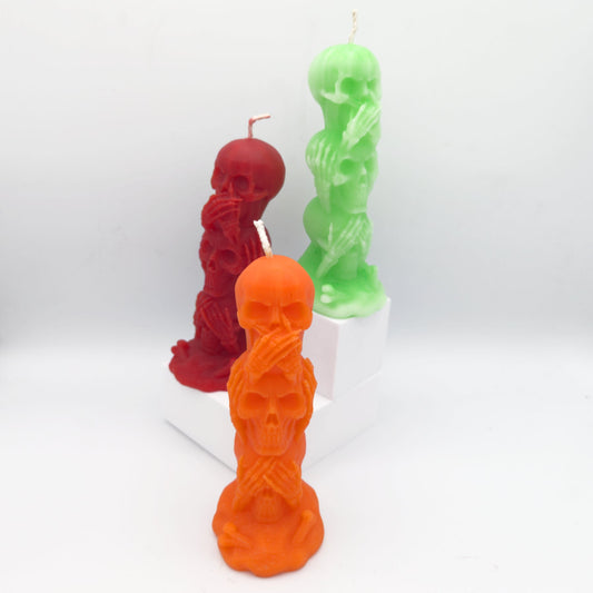 See No Evil Skeletons | Halloween Wax Candle Special | Limited Edition | SCARY SKULL CANDLE