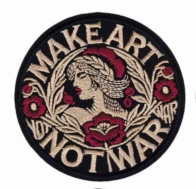 Make Art Not War Embroidered Patch (Red)