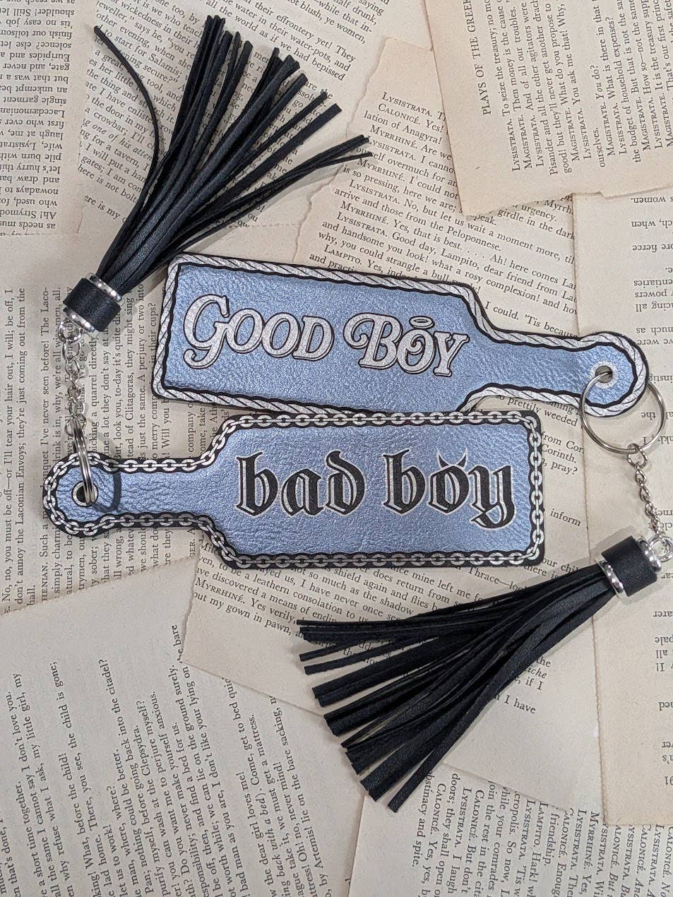 Good Boy, Bad Boy, Bookish Paddle Bookmark & Keychain : Black/Gold