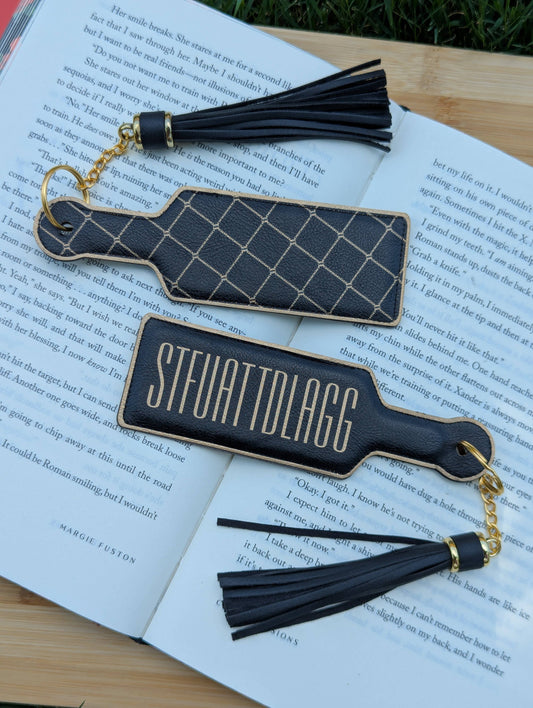 Bookish STFUATTDLAGG Paddle Faux Leather Bookmark & Keychain: Black/Gold