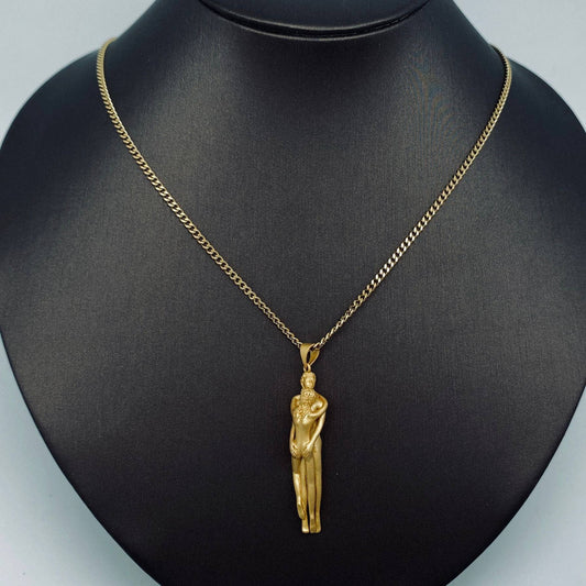 Embrace of Love - Enchanting Couple's Pendant Necklace: Golden