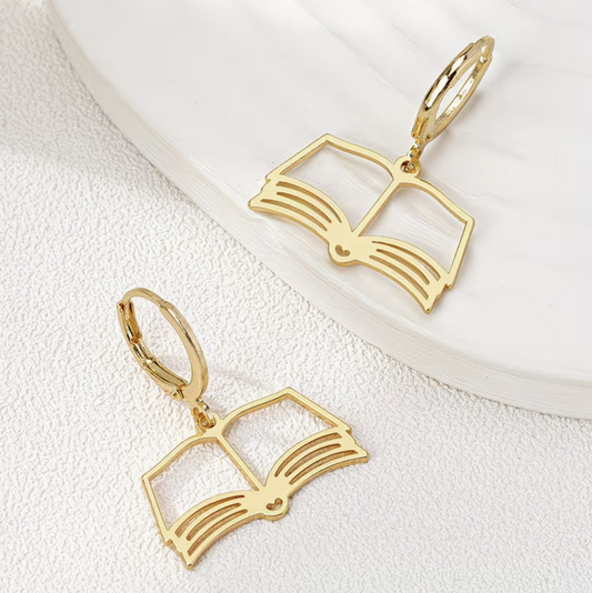 Book Earrings Gold