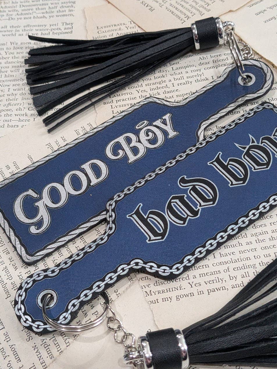 Good Boy, Bad Boy, Bookish Paddle Bookmark & Keychain : Black/Gold