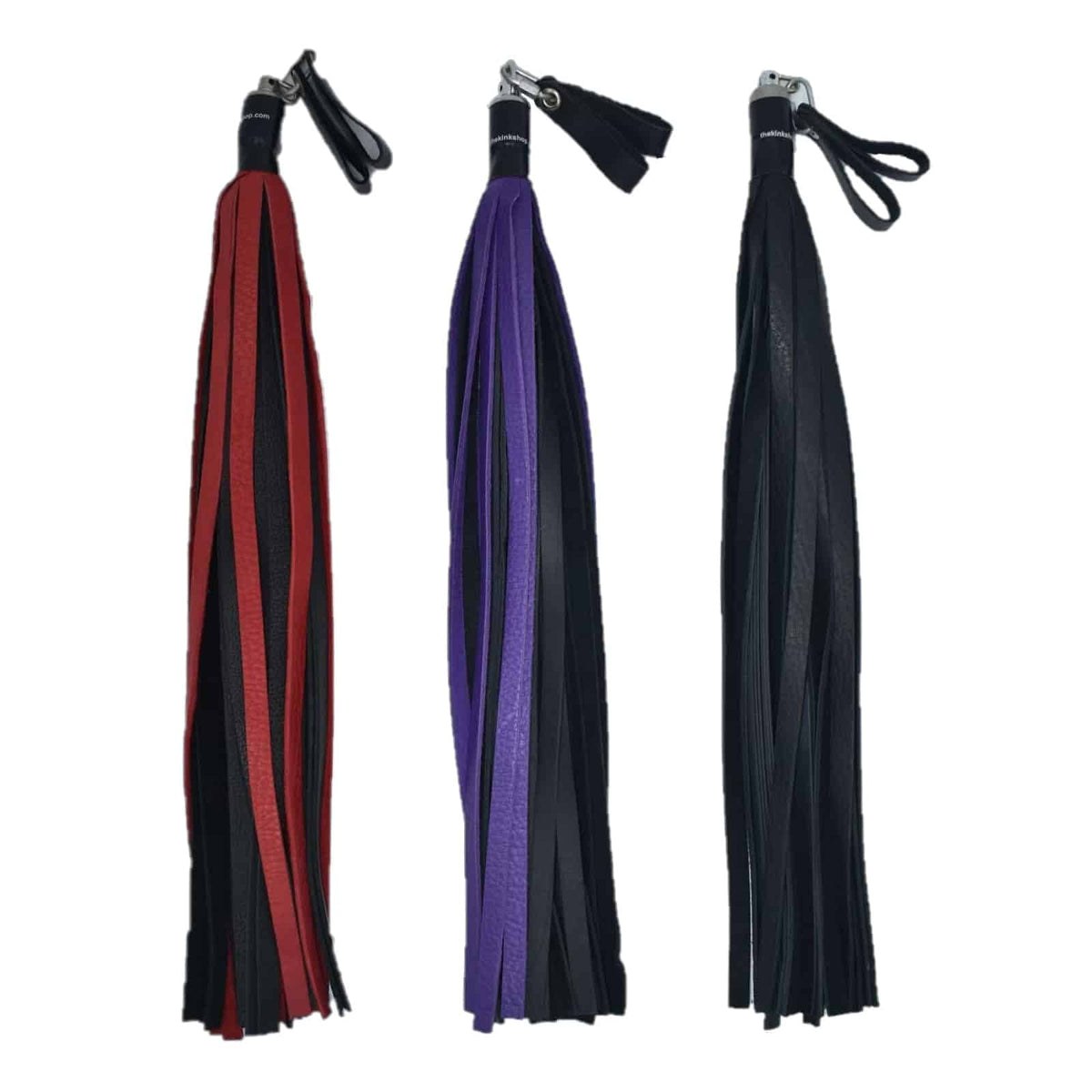 Bull Hide Floggers 1/2" Falls with Finger Loops: Black / Combo -Preorder