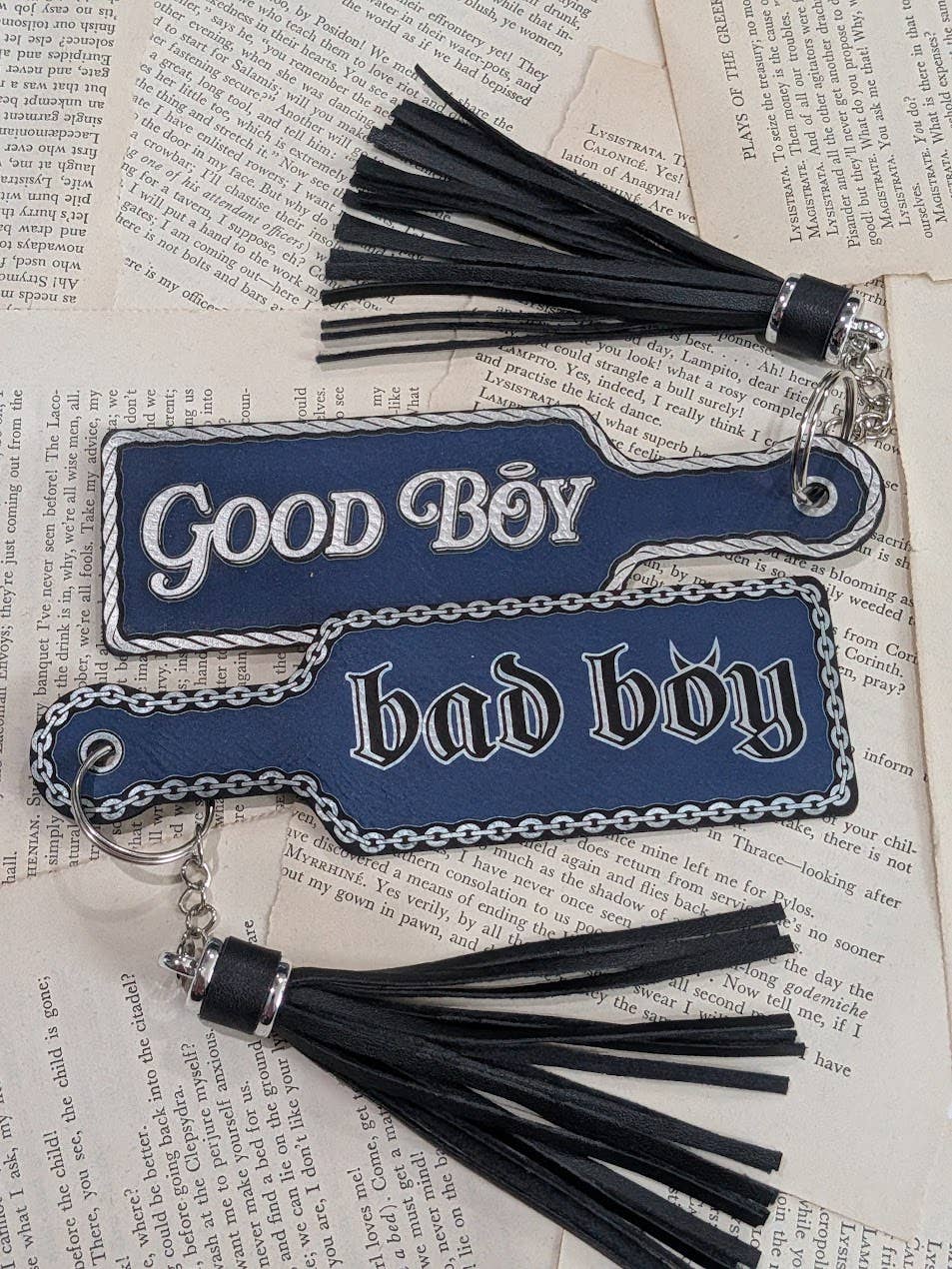 Good Boy, Bad Boy, Bookish Paddle Bookmark & Keychain : Black/Gold