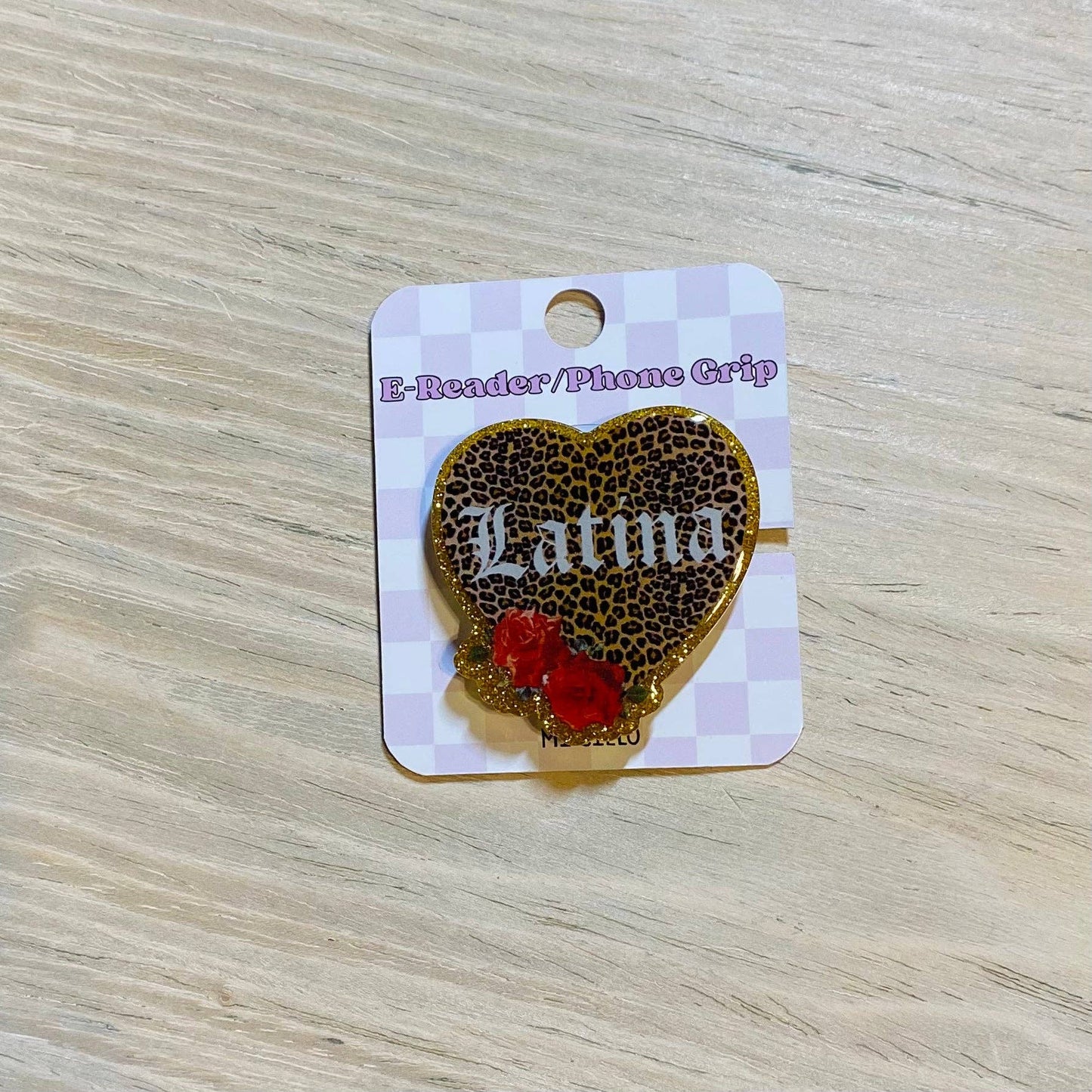 Latina Leopard Heart E-Reader, Phone Grip for all Devices - Magnetic or Adhesive: Magnetic