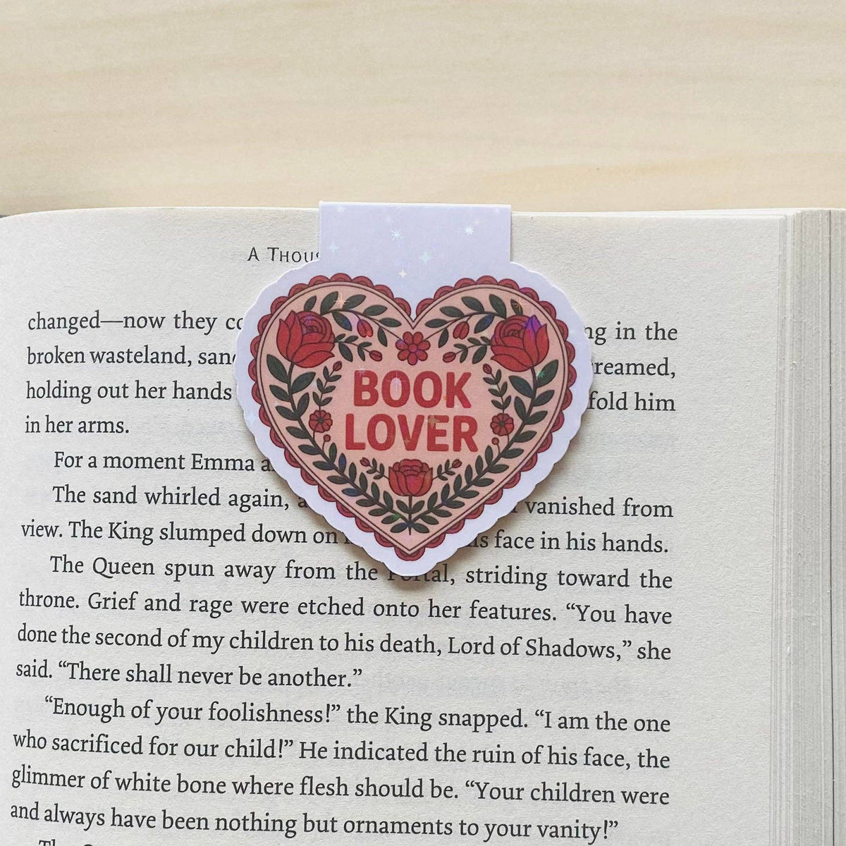 Book Lover pink flower heart Magnetic Bookmark