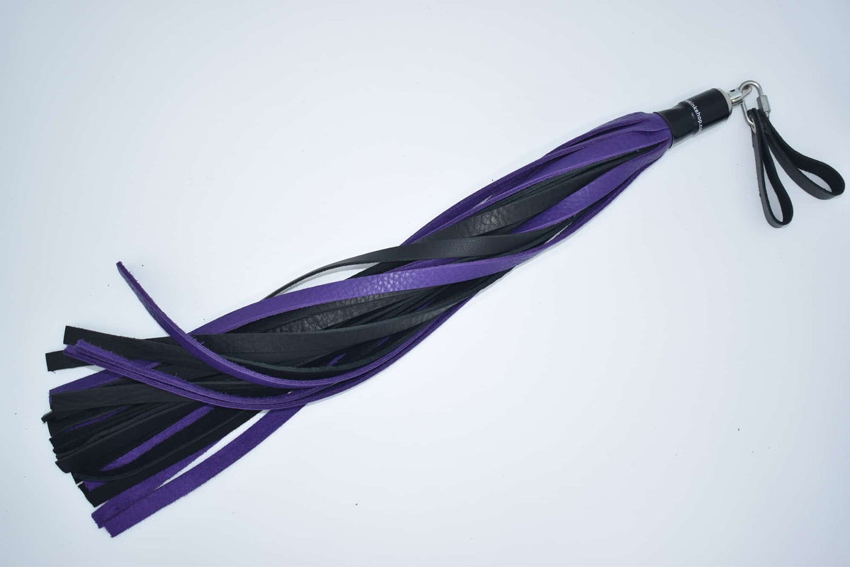 Bull Hide Floggers 1/2" Falls with Finger Loops: Black / Combo -Preorder