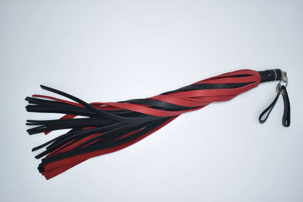 Bull Hide Floggers 1/2" Falls with Finger Loops: Black / Combo -Preorder