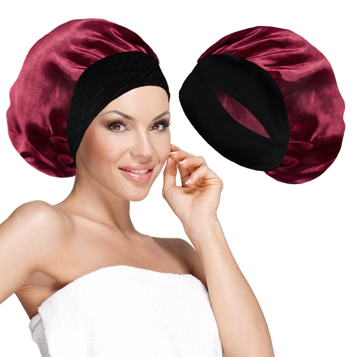 Wide Band Satin Bonnet Cap - Magentaverse