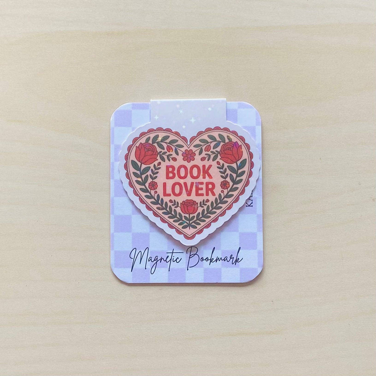 Book Lover pink flower heart Magnetic Bookmark