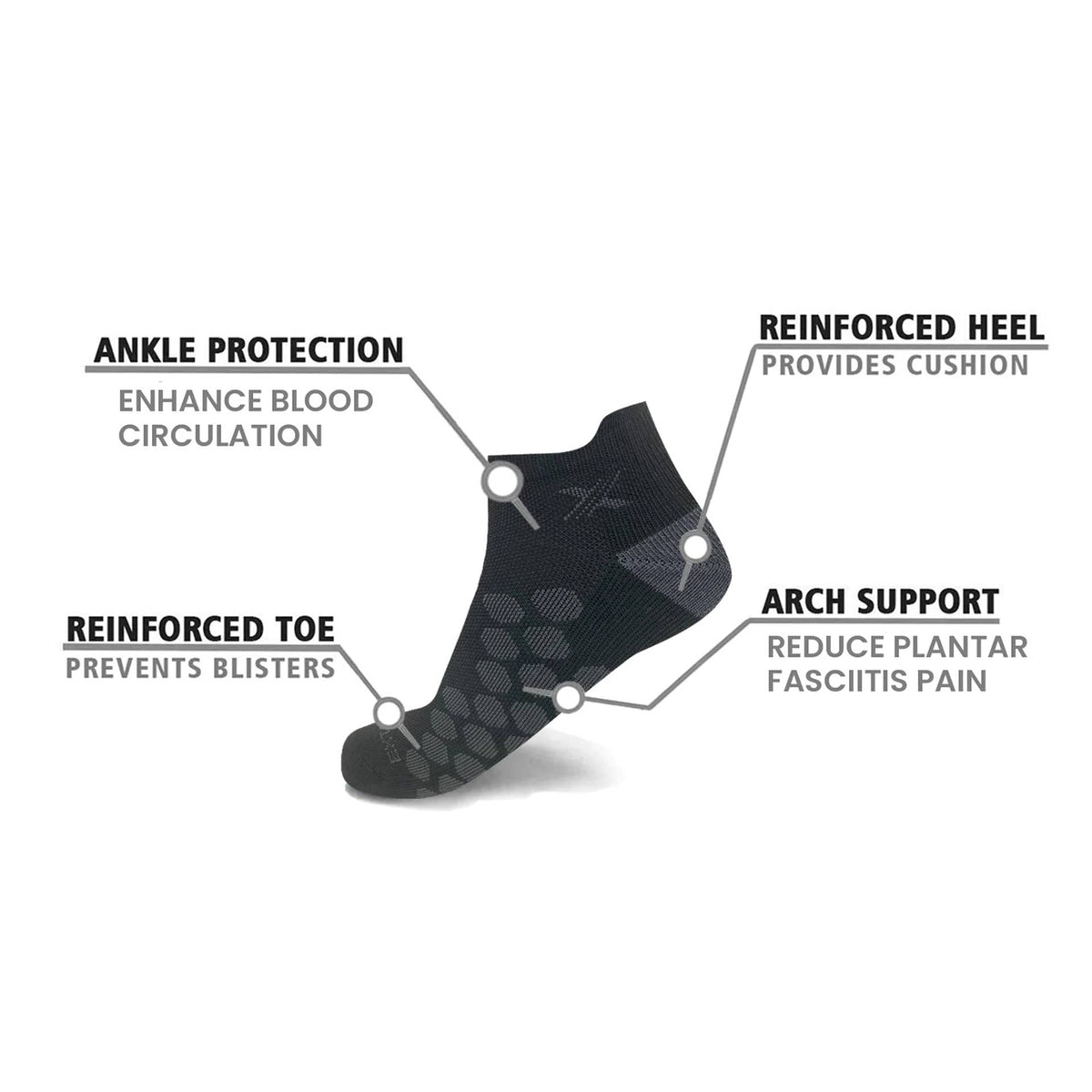 Targeted Compression Ankle Socks - 3 Pairs Packed Together: Large/XL