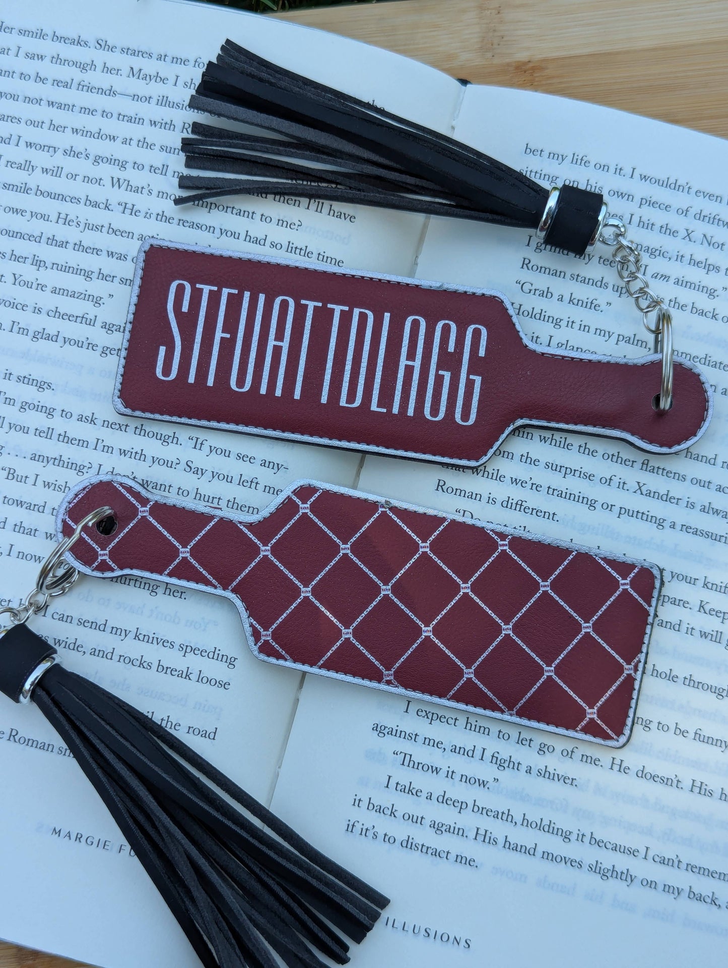 Bookish STFUATTDLAGG Paddle Faux Leather Bookmark & Keychain: Black/Gold