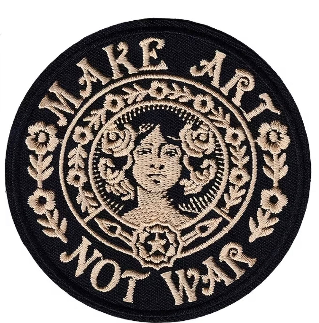 Make Art Not War Embroidered Patch (Gold)