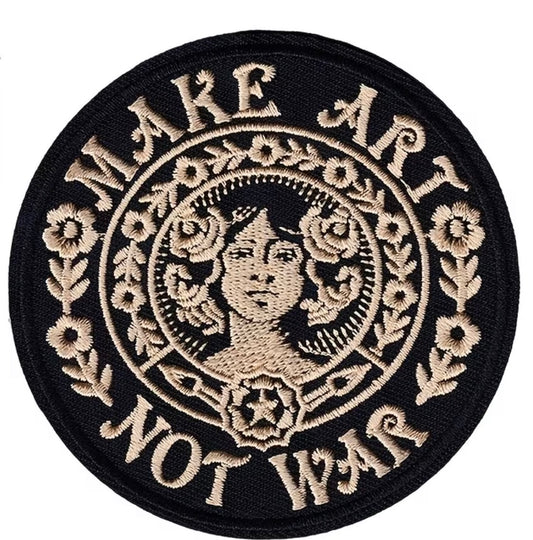 Make Art Not War Embroidered Patch (Gold)